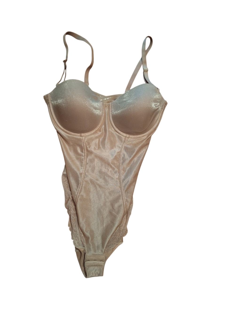 Donna Karan Intimates Tan Shimmering Body Shaper Slimming 34D Designer LACE